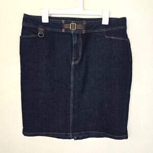 Chaps Denim Skirt Women's 14 Dark Wash Old Money Classic Equestrian Country Club